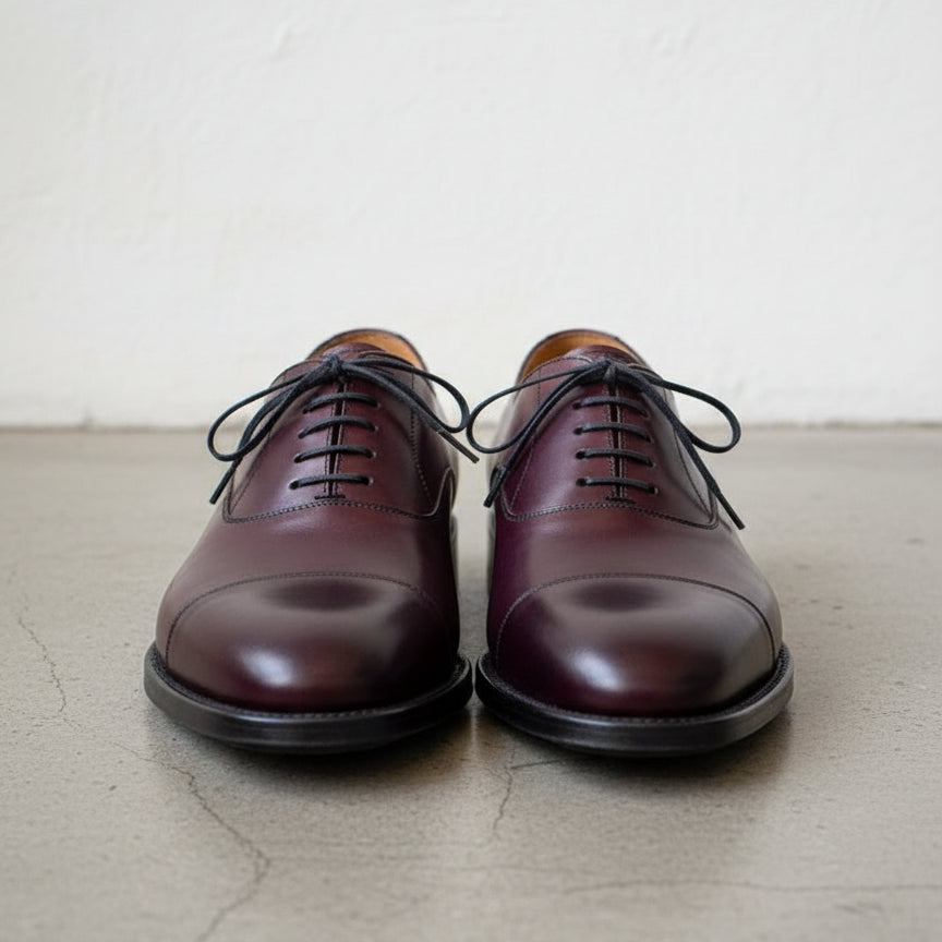 Handmade Mens dark maroon lace up dress shoes, Men leather oxford shoes - front-view