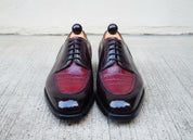 Handmade Men's Derby Lace Up Crocodile Texture Leather Round Toe Dress Shoe - front-view