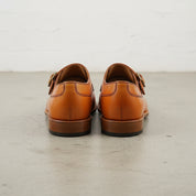 Handmade Mens Double monk shoes, Men Tan dress shoes, Buckle Shoes for mens - back-view