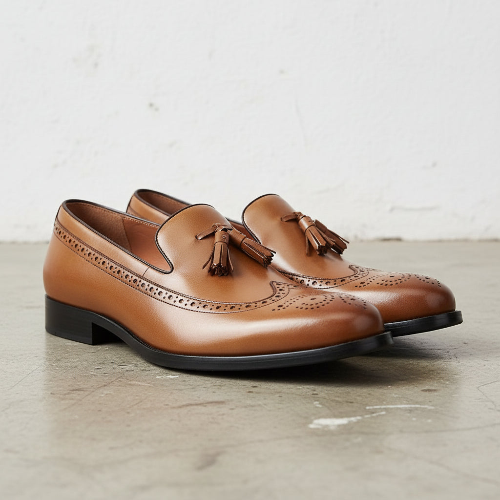 Handmade Men's Elegant Cow Leather Dress Shoes - 3-4-right-view