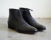 Handmade Mens Fashion Ankle Leather Boot, Men Black Lace Up Boot, Mens Boot