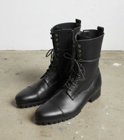 Handmade Mens Fashion Black Knee High Military Boots Men Black Combat Boots - angle-view-showing-depth