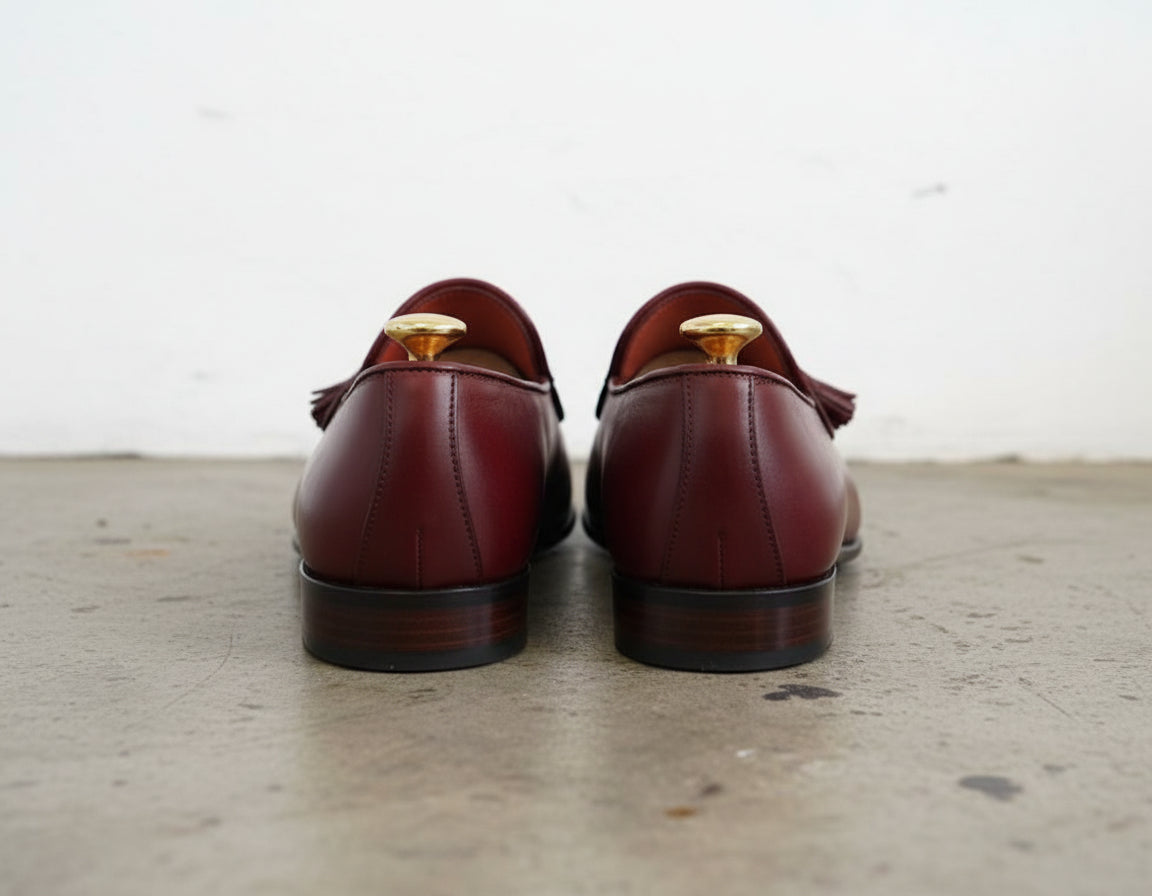 Handmade Mens Fashion Burgundy Tassels Shoes Loafer, Mens Leather Moccasins US 7.5 / Burgundy / D - Standard Handmade Mens Fashion Burgundy Tassels Shoes Loafer, Mens Leather Moccasins US 7.5 / Burgundy / D - Standard