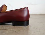 Handmade Mens Fashion Burgundy Tassels Shoes Loafer, Mens Leather Moccasins - detail-view-showing-texture