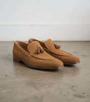 Handmade Mens Fashion classic casual shoes, Men beige Tassel shoes moccasin - angle-view-showing-depth