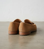 Handmade Mens Fashion classic casual shoes, Men beige Tassel shoes moccasin - back-view