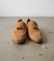 Handmade Mens Fashion classic casual shoes, Men beige Tassel shoes moccasin - front-view