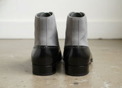 Handmade Mens Fashion Gray And Black Akle Boots, Men Suede Leather Boots - back-view