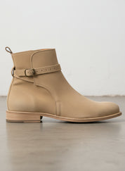 Handmade Mens Fashion Jodhpur Boots, Mens Beige Color Jodhpur Ankle Boots - detail-view-showing-texture