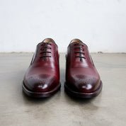 Handmade Mens Formal Brogue leather burgundy shoes, Burgundy elegant shoes - front-view