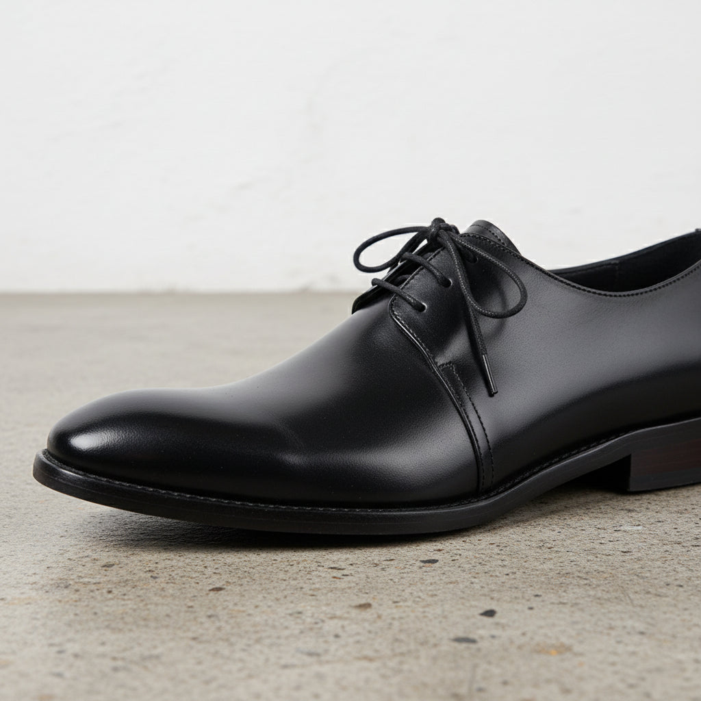 Handmade Men's Full Gerain Leather Oxford Dress Shoes - detail-view-showing-texture