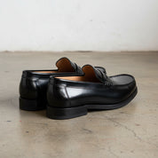 Handmade Men's Full Grain Genuine Leather Penny Loafers - angle-view-showing-depth