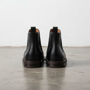 Handmade Men's Full Grain Leather Brogue Chelsea Boots - back-view