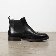 Handmade Men's Full Grain Leather Brogue Chelsea Boots - detail-view-showing-texture
