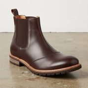 Handmade Men's Full Grain Leather Brogue Chelsea Boots - detail-view-showing-texture
