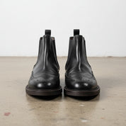 Handmade Men's Full Grain Leather Brogue Chelsea Boots - front-view