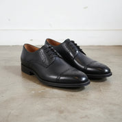 Handmade Men's Full Grain Leather Brogue Dress Shoes - angle-view-showing-depth