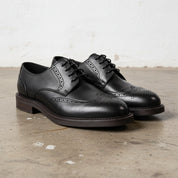 Handmade Men's Full Grain Leather Brogue Dress Shoes - angle-view-showing-depth