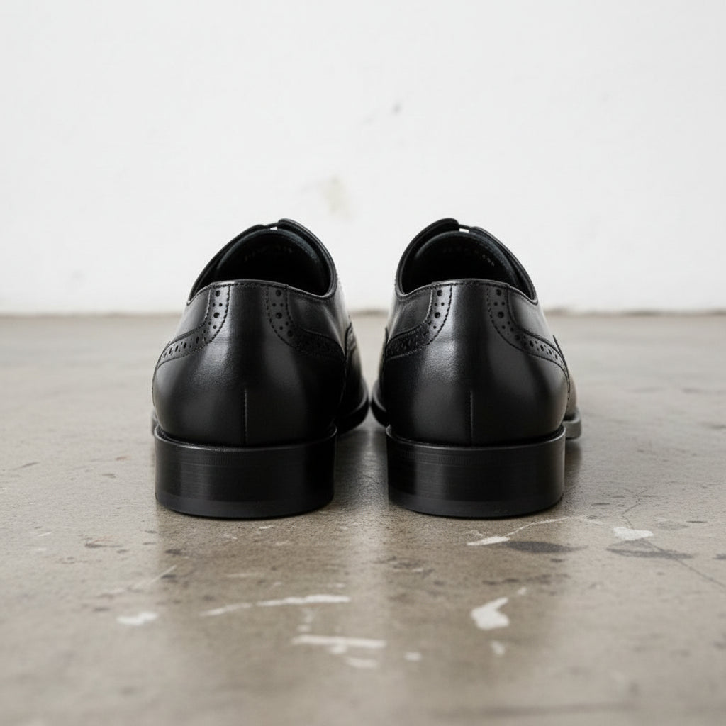 Handmade Men's Full Grain Leather Brogue Dress Shoes - back-view