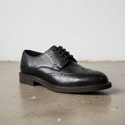 Handmade Men's Full Grain Leather Brogue Dress Shoes - detail-view-showing-texture