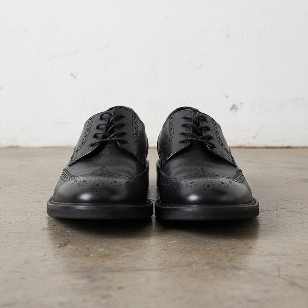 Handmade Men's Full Grain Leather Brogue Dress Shoes - front-view