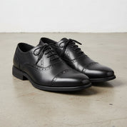 Handmade Men's Full Grain Leather Brogue Formal Dress Shoes - angle-view-showing-depth