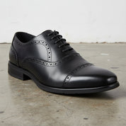 Handmade Men's Full Grain Leather Brogue Formal Dress Shoes - detail-view-showing-texture