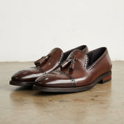 Handmade Men's Full Grain Leather Brogue Loafers - front-view