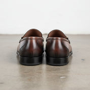 Handmade Men's Full Grain Leather Buckle Loafer Shoes - back-view