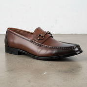 Handmade Men's Full Grain Leather Buckle Loafer Shoes - detail-view-showing-texture