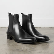 Handmade Men's Full Grain Leather Classic Chelsea Boots - 3-4-right-view