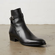 Handmade Men's Full Grain Leather Classic Dress Boots - detail-view-showing-texture