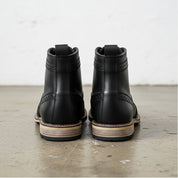 Handmade Men's Full Grain Leather Classic Lace-Up Ankle Boots - back-view