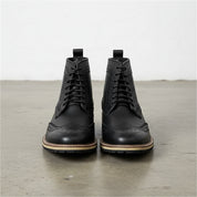 Handmade Men's Full Grain Leather Classic Lace-Up Ankle Boots - front-view