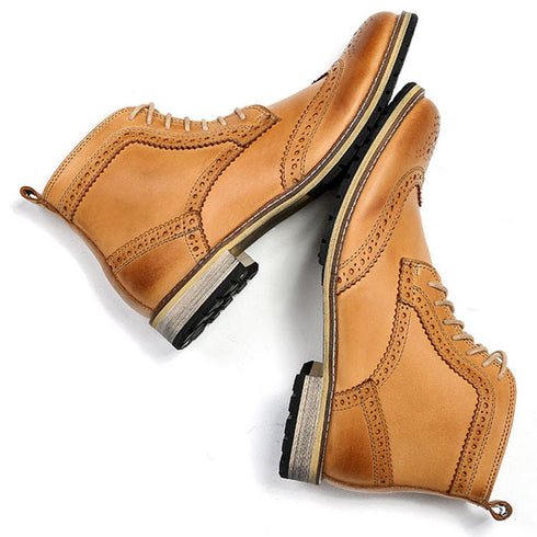 Men's Vegan Leather Grey Lace Up Ankle Dress Boots