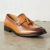 Handmade Men's Full Grain Leather Classic Loafers - detail-view-showing-texture