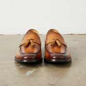 Handmade Men's Full Grain Leather Classic Loafers - front-view