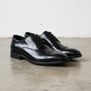 Handmade Men's Full Grain Leather Derby Shoes - 3-4-right-view