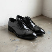 Handmade Men's Full Grain Leather Derby Shoes - angle-view-showing-depth