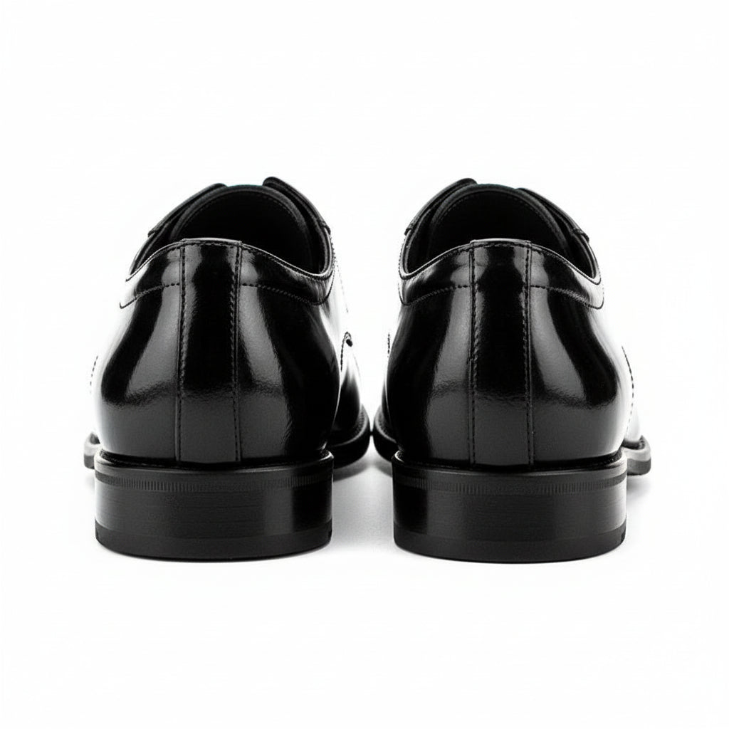 Handmade Men's Full Grain Leather Derby Shoes - back-view