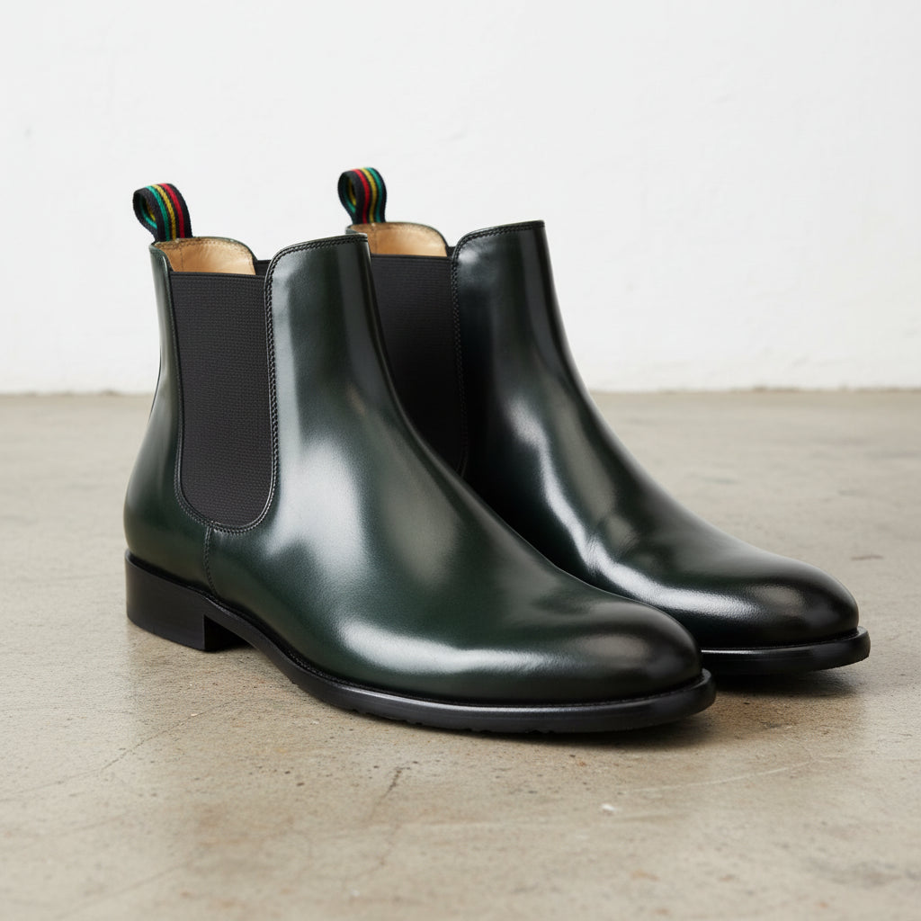 Handmade Men's Full Grain Leather Dress Boots - 3-4-right-view