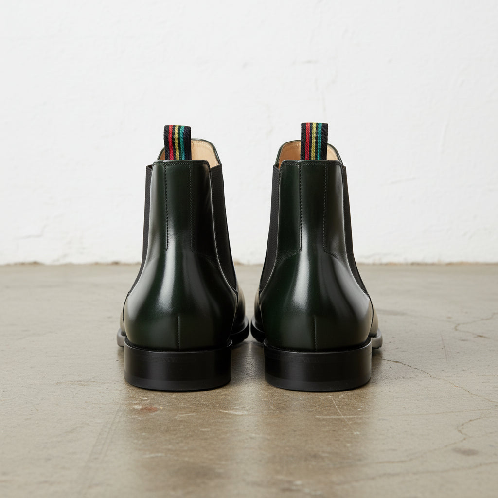 Handmade Men's Full Grain Leather Dress Boots - back-view