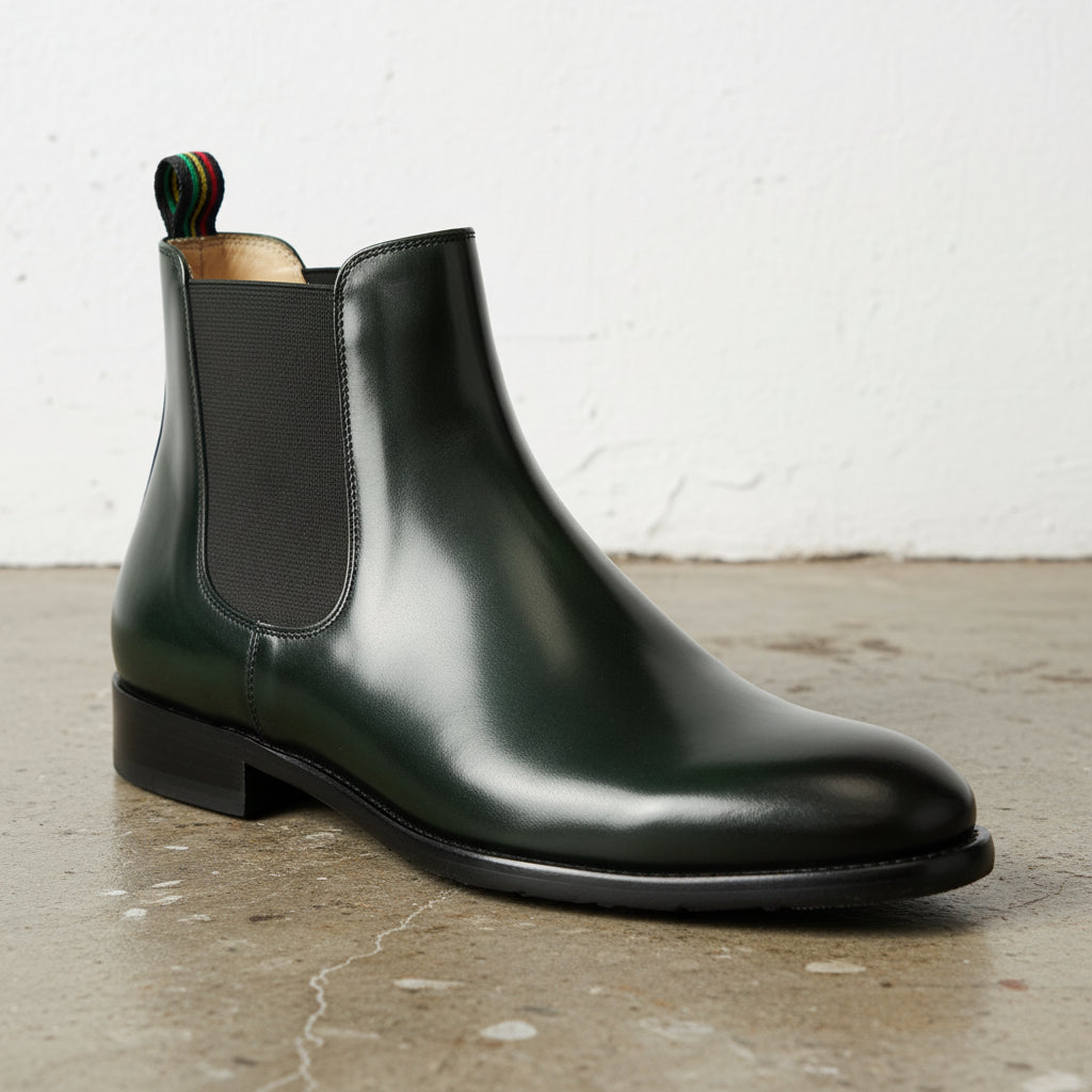 Handmade Men's Full Grain Leather Dress Boots - detail-view-showing-texture