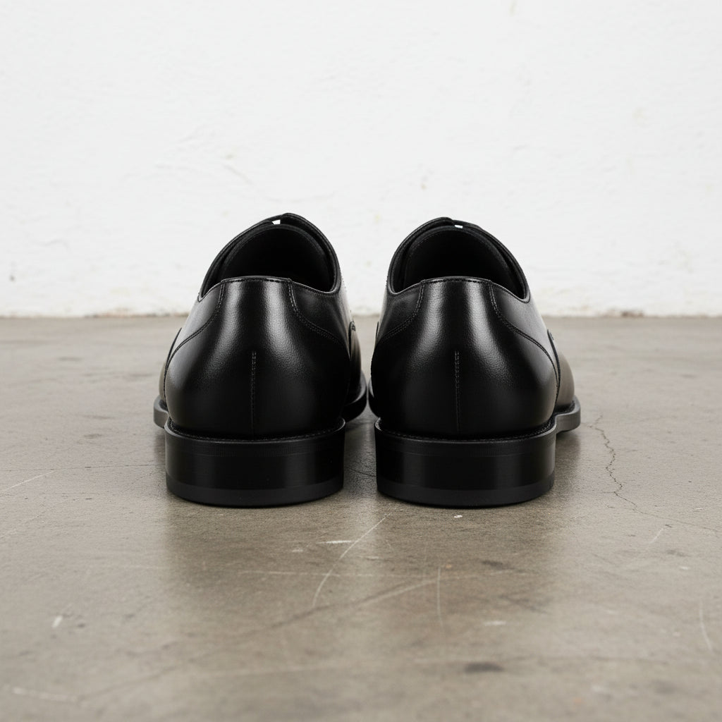 Handmade Men's Full Grain Leather Elegant Derby Dress Shoes - back-view