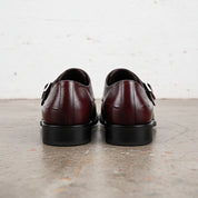 Handmade Men's Full Grain Leather Formal Monk Shoes - back-view