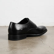 Handmade Men's Full Grain Leather Formal Monk Shoes - detail-view-showing-texture