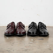 Handmade Men's Full Grain Leather Formal Monk Shoes - front-view