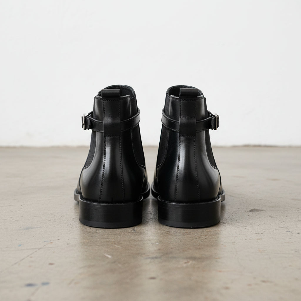 Handmade Men's Full Grain Leather Jodhpur Boots - back-view