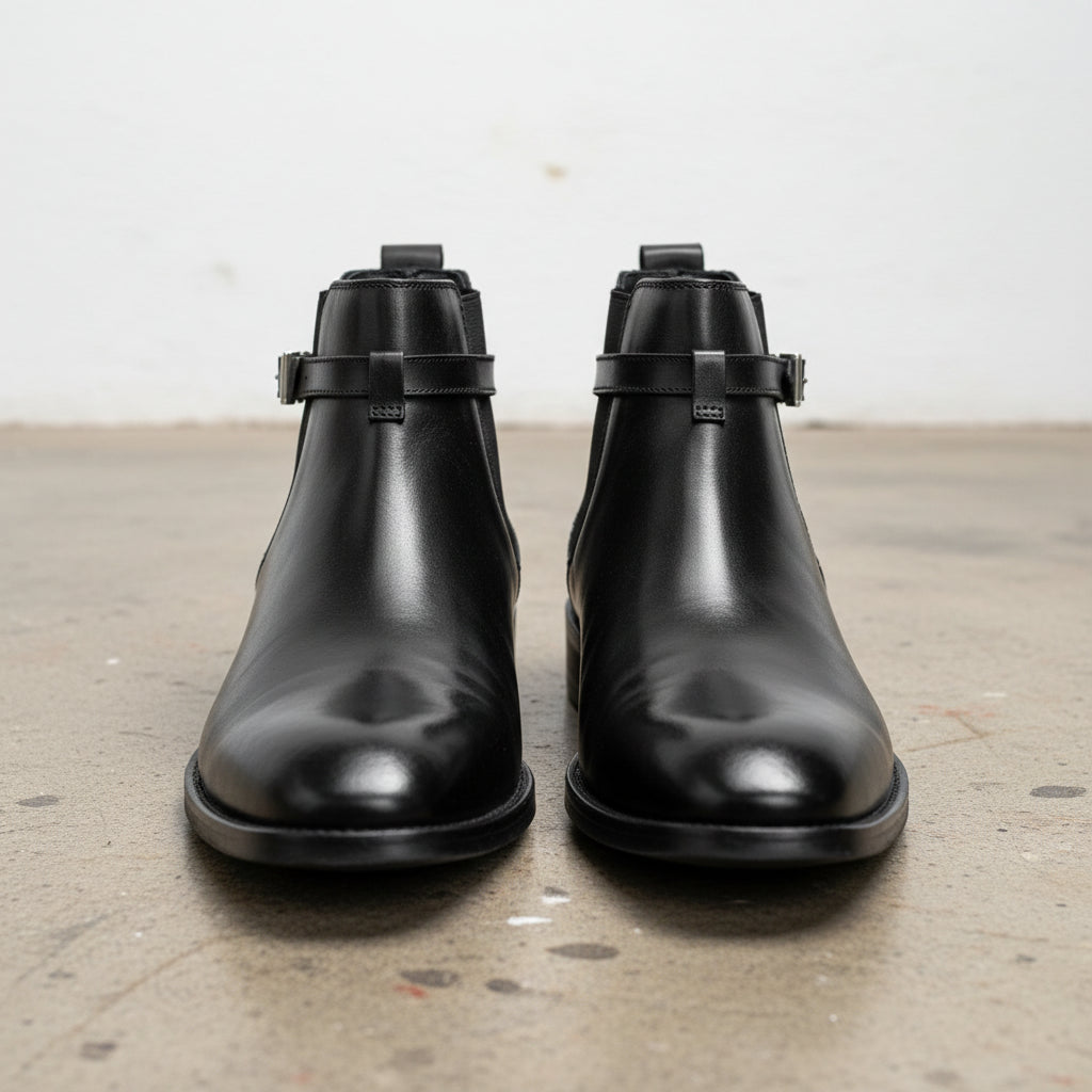 Handmade Men's Full Grain Leather Jodhpur Boots - front-view