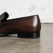 Handmade Men's Full Grain Leather Modern Loafers - detail-view-showing-texture
